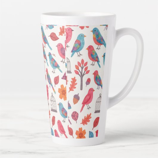 Caneca Pássaros e Flores DESING Latte Mok (Rechts)
