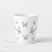 Caneca Pequena Branca Borboletas Latte Mok (Voorkant)