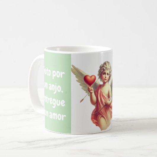 caneca personalizada anjo cupido com coração  koffiemok (Voorkant links)