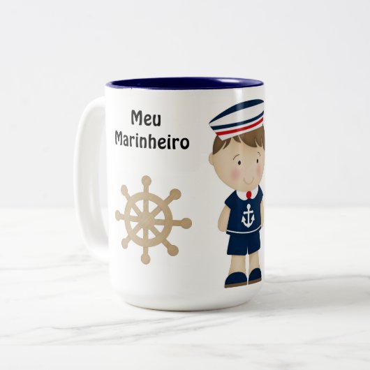 Caneca Personalizada Marinheiro Tweekleurige Koffiemok (Voorkant links)
