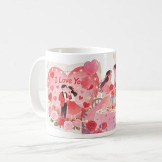 Caneca Romântica I Love You – Casal e Rosas Koffiemok
