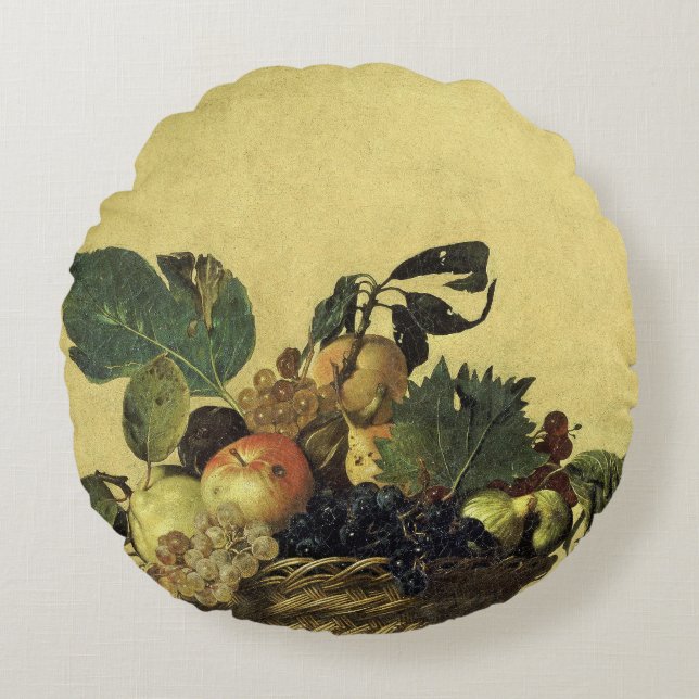 Canestra di frutta (Mand van Fruit) Caravaggio Rond Kussen (Voorkant)