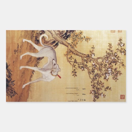 Cangshuiqiu 苍 水 虬 ~ Greyhound ~Giuseppe Castiglion Rechthoekige Sticker (Voorkant)