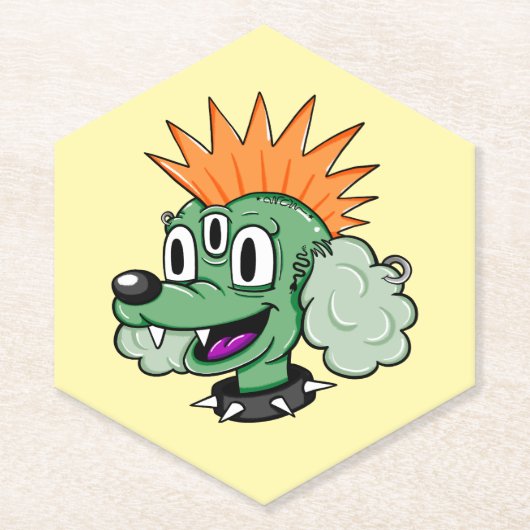 Caniche Punk Kartonnen Onderzetters (Voorkant)