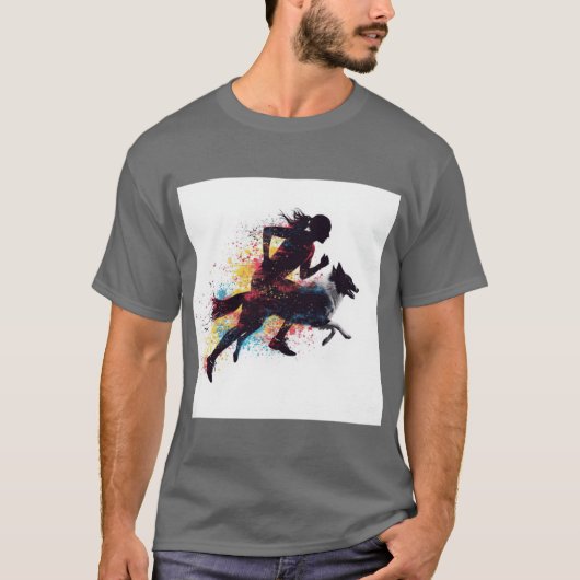 Canicross Runner Dog Silhouette Fusion Dynamic Spo T-shirt (Voorkant)