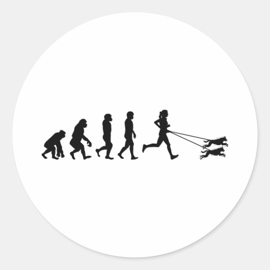 Canicross Trail Runner Dog Sport Evolution Ronde Sticker (Voorkant)