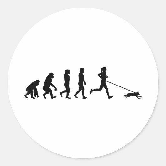 Canicross Trail Runner Dog Sport Evolution Ronde Sticker (Voorkant)
