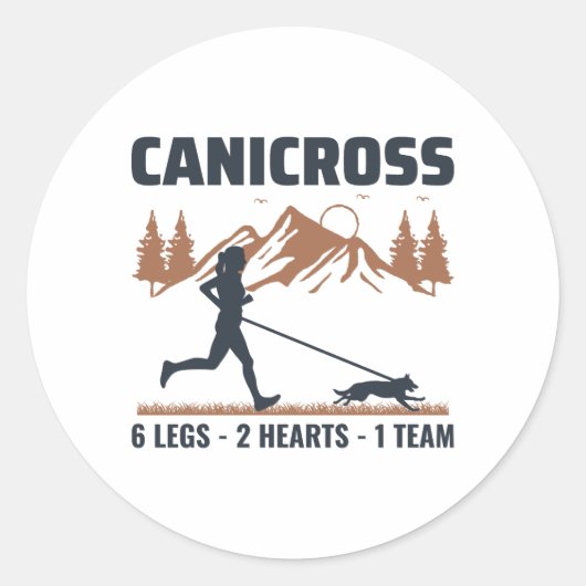 Canicross Trail Runner Dog Sport Outdoor Ronde Sticker (Voorkant)
