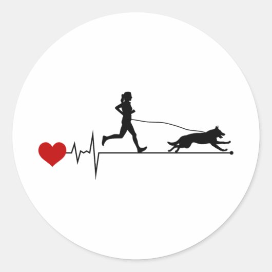 Canicross Trail Runner Dog Sport Outdoor Ronde Sticker (Voorkant)