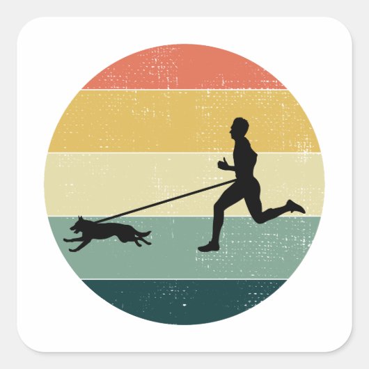 Canicross Trail Runner Dog Sport Vierkante Sticker (Voorkant)