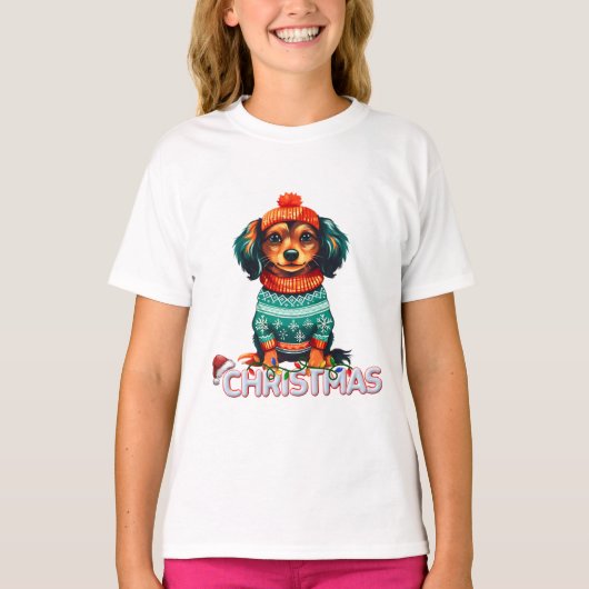 Canine Christmas Mode Fun T-shirt (Voorkant)
