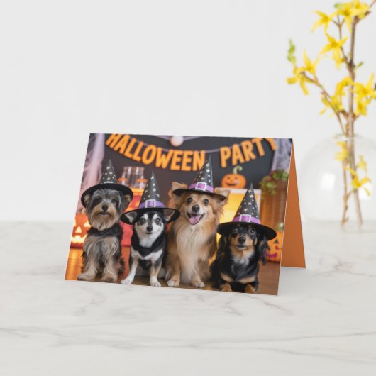 Canine Halloween Party Uitnodiging (Gele Bloem)