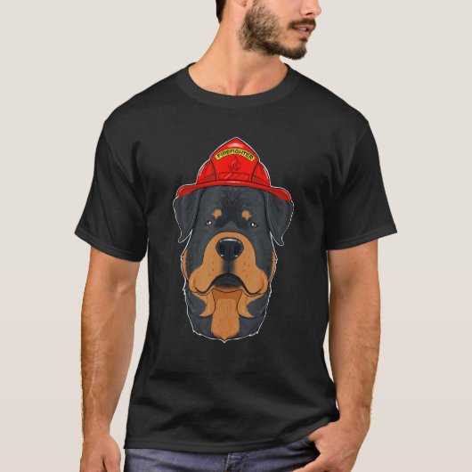 Canine Handler I Fireman Dog I Firefighter Rottwei T-shirt (Voorkant)