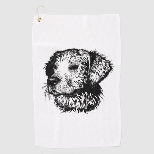 Canine Head schets Golfhanddoek (Voorkant)