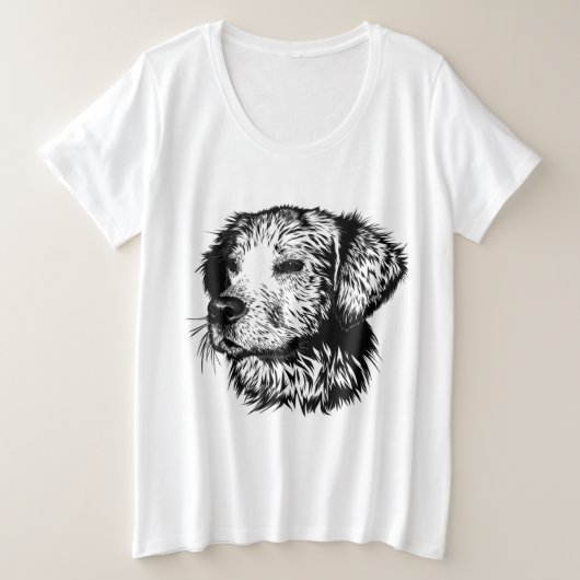 Canine Head schets Grote Maat T-shirt (Design voorkant)
