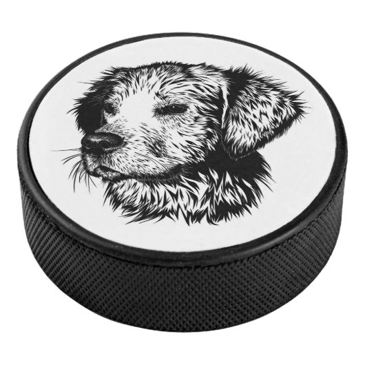 Canine Head schets Hockey Puck (3/4)
