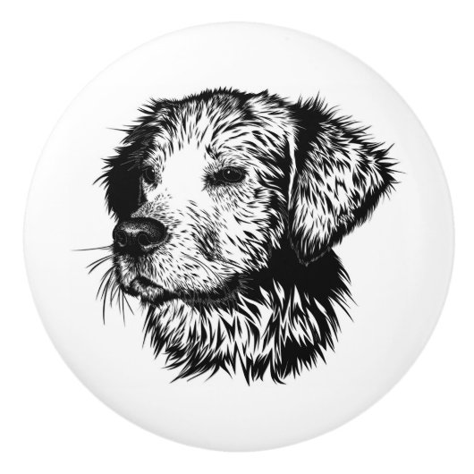 Canine Head schets Keramische Knop (Voorkant)