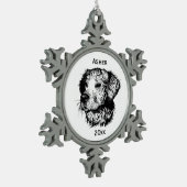 Canine Head Schets Naam en Jaar Tin Sneeuwvlok Ornament (Links)