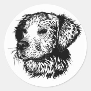 Canine Head schets Ronde Sticker