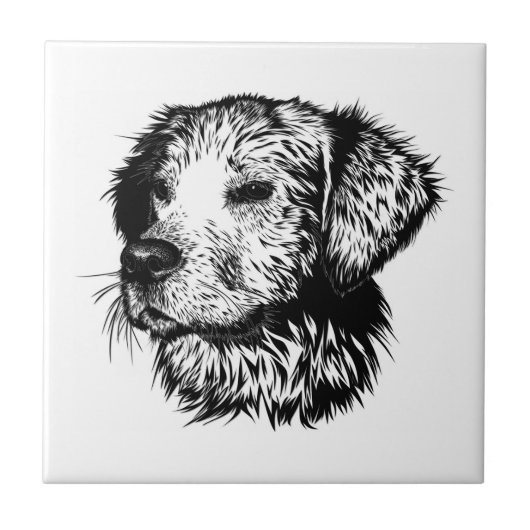 Canine Head schets Tegeltje (Voorkant)
