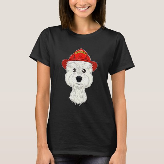 Canine I Fireman Dog I Firefighter West Highland T T-shirt (Voorkant)