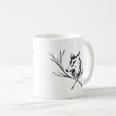Canine met takken zwart en wit koffiemok (Voorkant rechts)