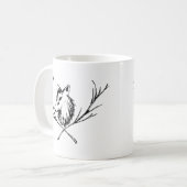 Canine met takken zwart en wit koffiemok (Voorkant links)