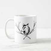 Canine met takken zwart en wit koffiemok (Links)