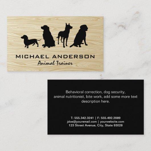 Canine Pack | Dog-opleiding | Achtergrond hout Visitekaartje (Voorkant / Achterkant)