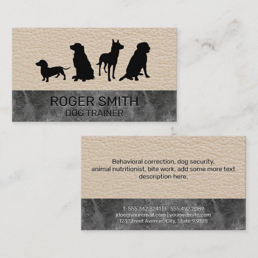 canine pack | Hondentraining | Leer marmer Visitekaartje (Voorkant / Achterkant)