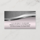 Canine Pack | Roze metallic grijs leer Visitekaartje (Achterkant)