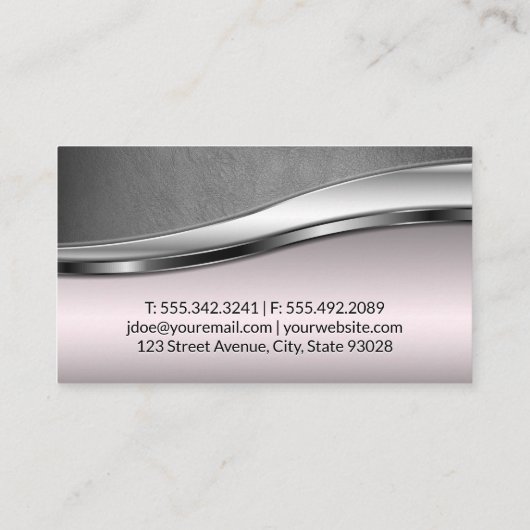 Canine Pack | Roze metallic grijs leer Visitekaartje (Achterkant)