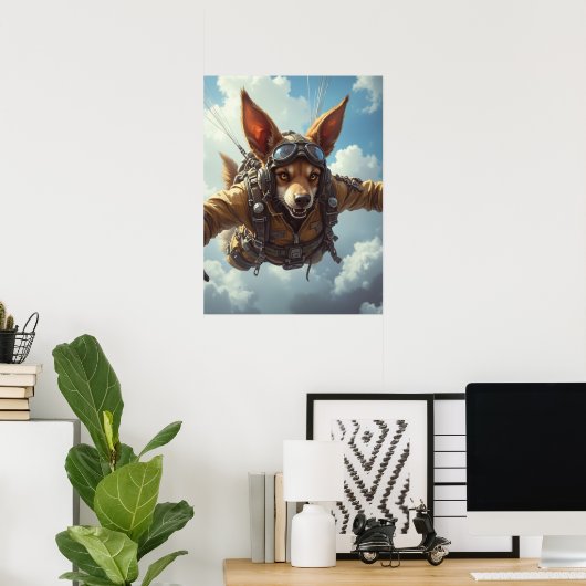 Canine Paratrooper: Insert, Secure, Wag Poster (Thuiskantoor)