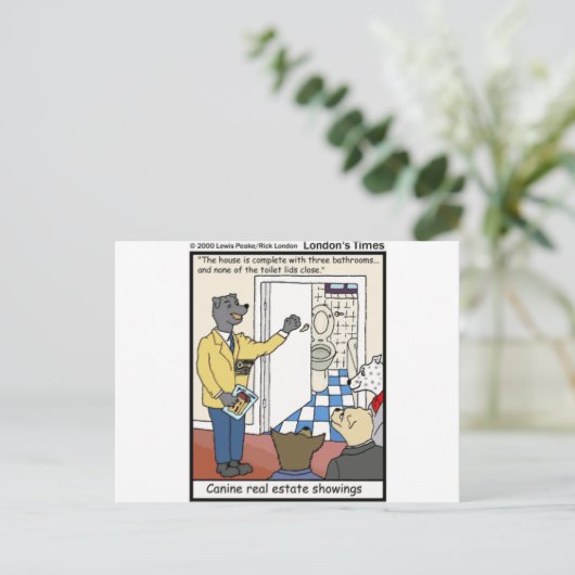 Canine Real Estate Sales Funny Gifts & T - shirts Briefkaart (Staand voorkant)