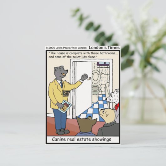 Canine Real Estate Sales Funny Gifts & T - shirts Briefkaart (Staand voorkant)