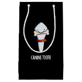 Canine Tooth Funny Dental Pun Dark BG Klein Cadeauzakje (Voorkant)