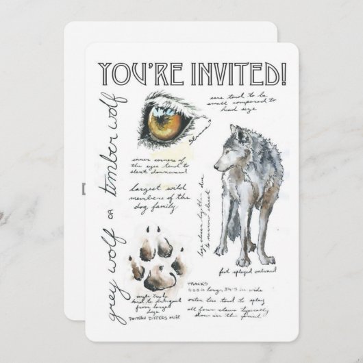Canis Lupus Wolf Illustratie Uitnodiging (Voorkant / Achterkant)