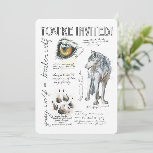 Canis Lupus Wolf Illustratie Uitnodiging (Staand voorkant)
