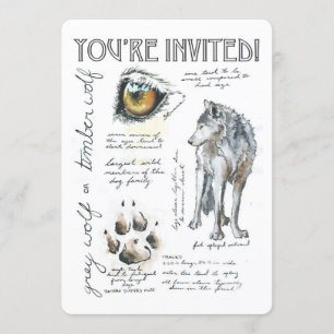 Canis Lupus Wolf Illustration Invitation Kaart