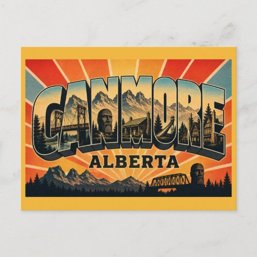 Canmore Alberta Bergstad Briefkaart (Voorkant)