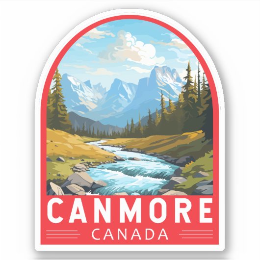 Canmore Canada Travel Art Vintage Sticker (Voorkant)