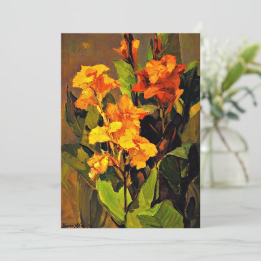 Canna-lelies, bloemenschilderij van Franz Bischoff Kaart (Staand voorkant)