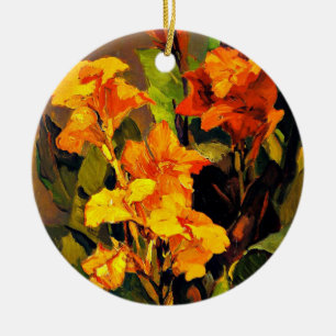 Canna Lilies, bloemschilderij van Franz Bischoff, Keramisch Ornament