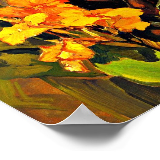 Canna Lilies, bloemschilderij van Franz Bischoff, Poster (Hoek)