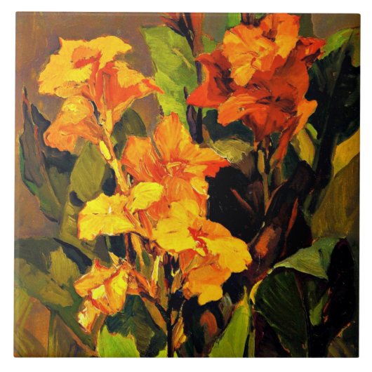 Canna Lilies, bloemschilderij van Franz Bischoff Tegeltje (Voorkant)