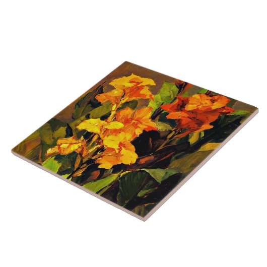 Canna Lilies, bloemschilderij van Franz Bischoff Tegeltje (Zijkant)