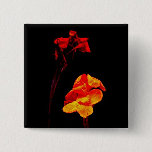Canna Lilies op Black Vierkante Button 5,1 Cm (Voorkant)