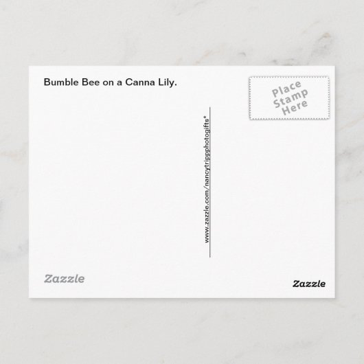 Canna Lily met Bumble Bee Briefkaart (Achterkant)