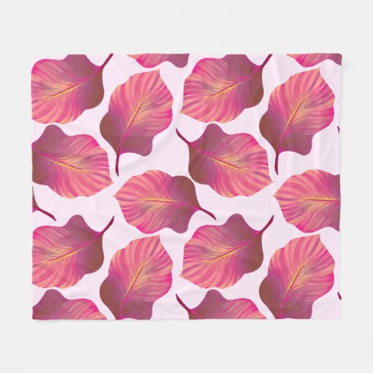 Canna Tropicanna Leaves in Pink Fleece Deken (Voorkant (Horizontaal))