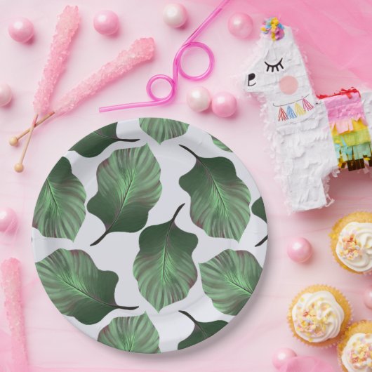 Canna Tropicanna Tropical Leaves, Green Papieren Bordje (Feest)